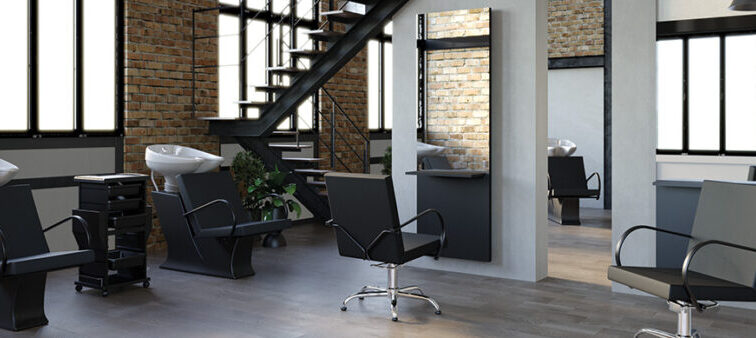 Furniture in an industrial hair salon
